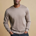 Men's All-Wool Thin Merino Wool Crewneck Sweater Multicolor Machine-Washable Winter Wear with Front Logo