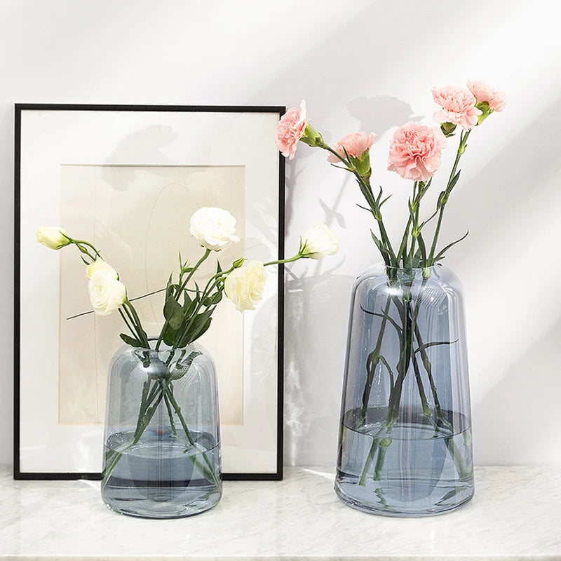 Modern Nordic Style Clear Glass Flower Vase Transparent Colour Home Decor Tabletop Accessory