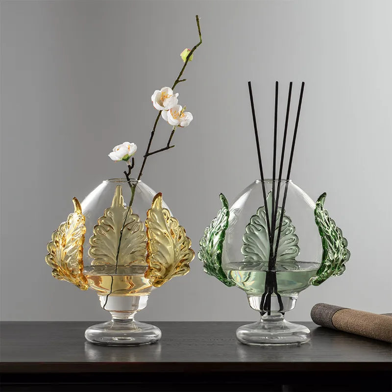 Handmade Stitching Lace Soft Geometry High Borosilicate Glass Aromatherapy Diffuser Bottle