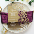Creative Designing Definition Custom Gold Mirror Rose Flower Laser Cut Acrylic Wedding Food Menu Card for Wedding