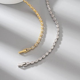 Fashion Jewelry 925 Silver Bracelet Custom Jewelry Pear CZ Stone Drop Shape Girls Tennis Bracelet Women Gift
