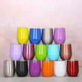 Custom LOGO 350ml 12oz Egg Tumbler Shape Wine Double Wall Vacuum Insulated Cup With Lid Stainless Steel Red Wine Tumbler Mugs