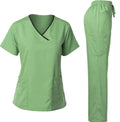 New Fashion Womens Short Sleeves Pocket T-Shirt Top + Jogging Pants Doctor Nurse Medical Uniform Workwear Scrub Suit