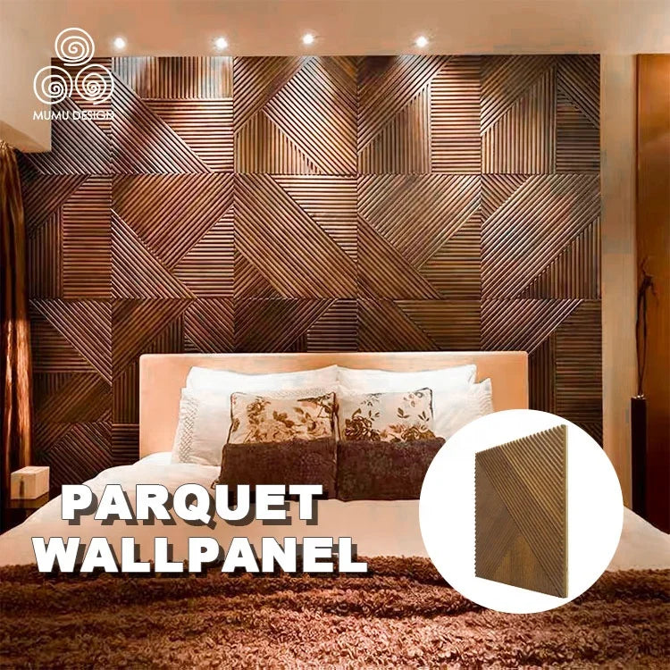 MUMU 3D Architectural Design Wave Cutting Board Groove Living Room TV Wood Wall Panel