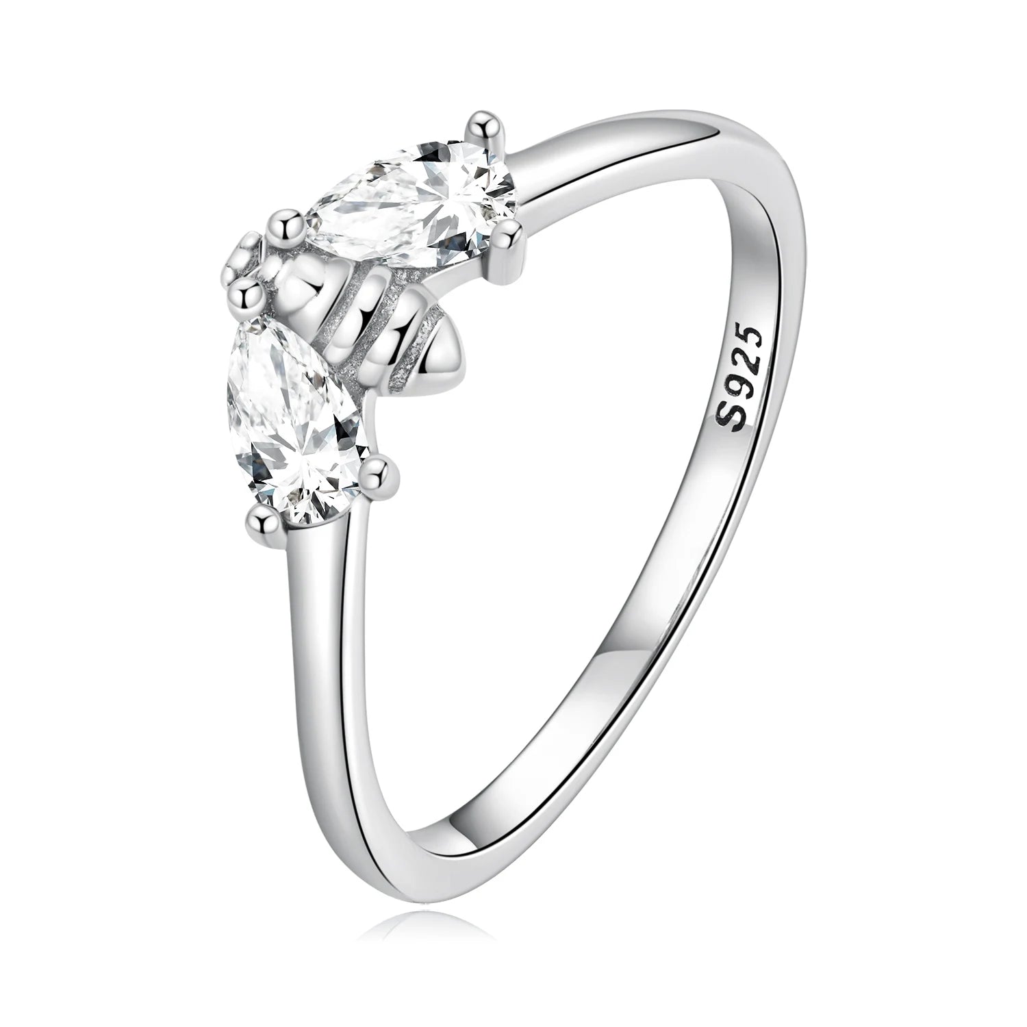 Bamoer 925 Sterling Silver Clear Zircon Little Bee Finger Ring Delicate Insect Rings for Women Birthday Gift Fine Jewelry BSR307