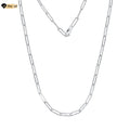 RINNTIN SC59 Finding Jewelry Popular Necklace Chain Solid 925 Sterling Silver Men Cadena Paperclip Link Hammered for Women