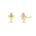 LOZRUNVE Minimal Fashion Jewelry Silver 925 Sterling Triangle Geometric Pyramid Stud Earring with Diamond