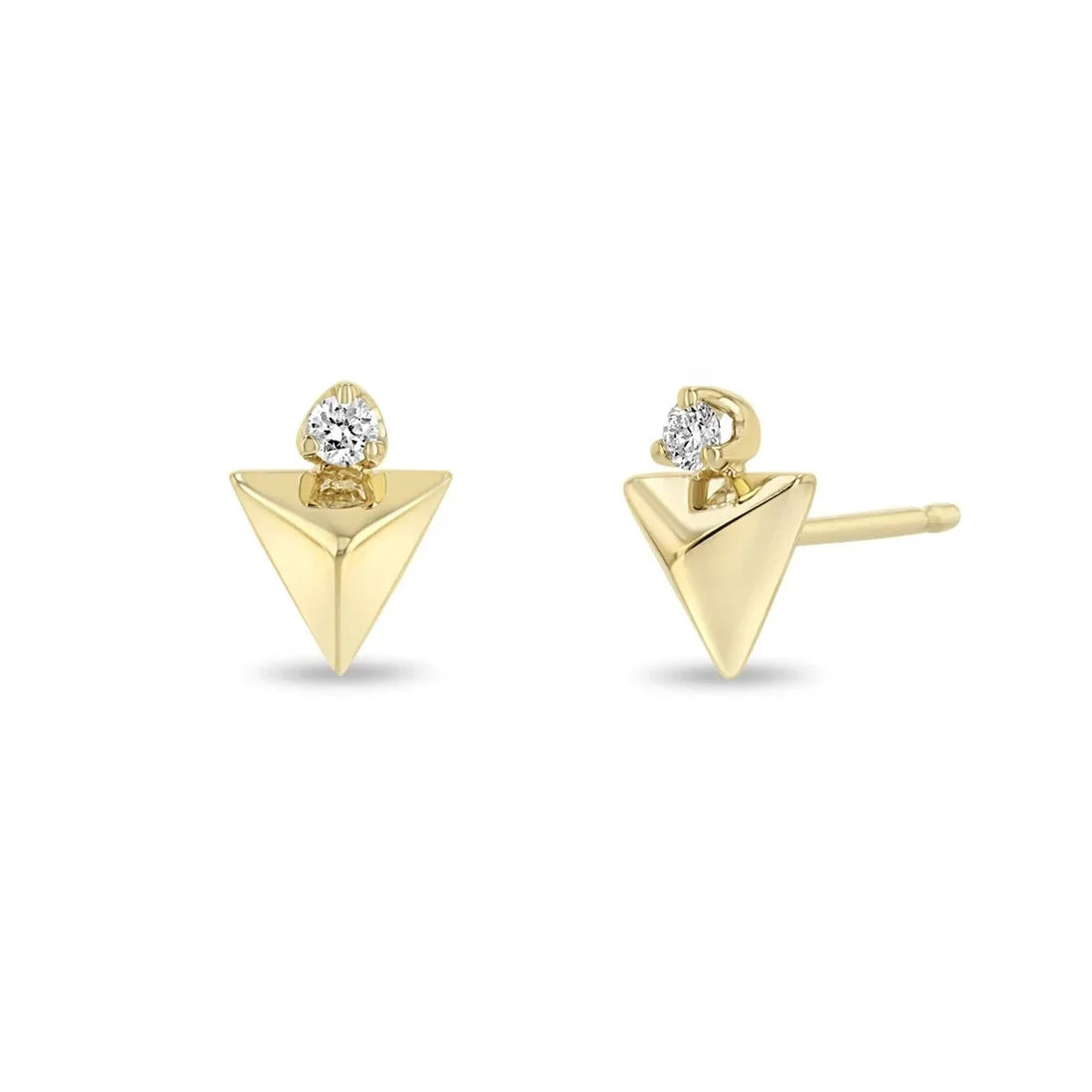 LOZRUNVE Minimal Fashion Jewelry Silver 925 Sterling Triangle Geometric Pyramid Stud Earring with Diamond