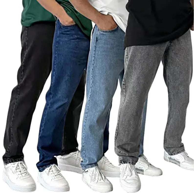 Streetwear Jeans Straight Wide Leg Quilted Pants Men Hip Hop Trousers for Men Jeans Denim Pants