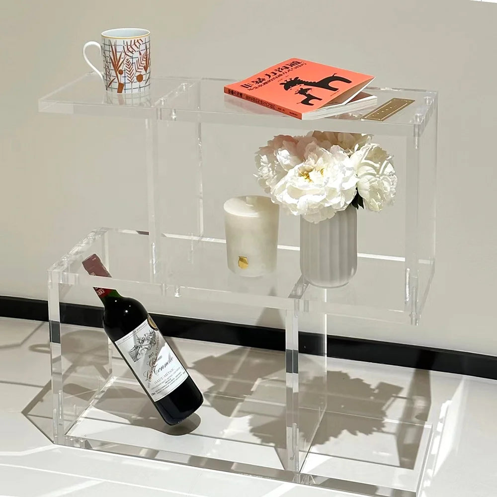 OEM Supplier Clear Acrylic Sofa Side Table clear Pmma Nightstand Decorative End Table Bathroom Side Tables
