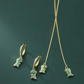 Daidan 18K Gold Necklace Jewelry 100% 925 Sterling Silver Animal Pendant Dinosaur Green Zircon Necklace