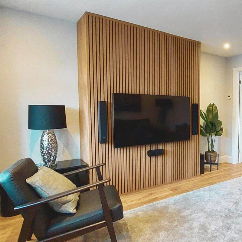 Modern Acoustic Slatted Wood Panels (MDF Solid Wood) 90% Noise Reduction for Hall Bedroom Gym Hotel-Sound Insulation Absorption