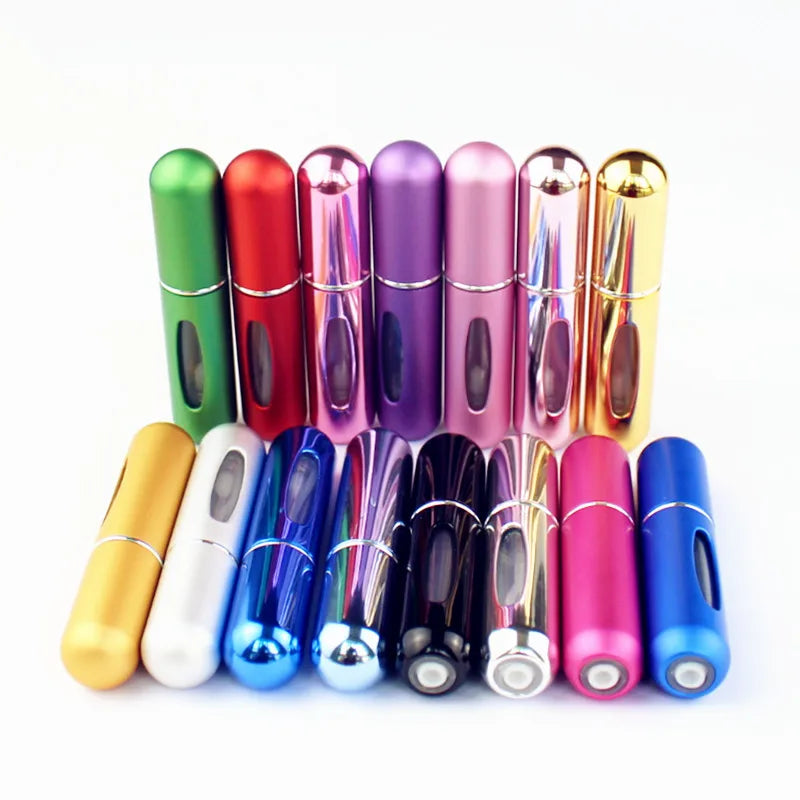 OEM 5ml Mini Aluminium Perfume Atomizer 100pcs Reusable Pocket Spray Bottles 8ml Refillable for Perfume Lotion Lipstick ODM