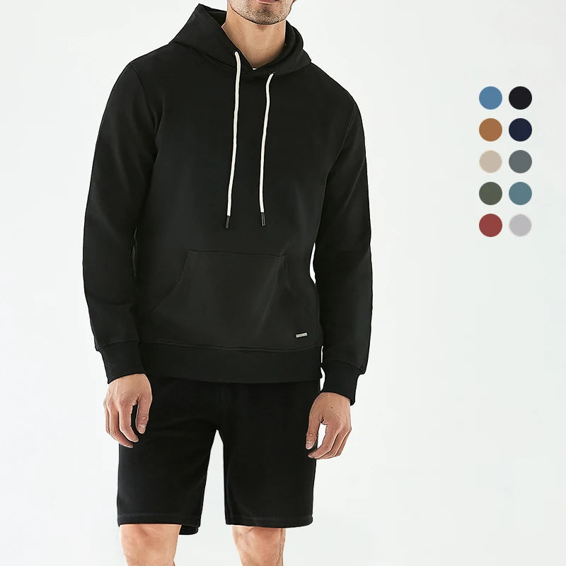 100% Cotton French Terry Hoodies Tracksuits for Women and Men Hoodie and Sweat Shorts Unisex Streetwear Leisure Suit Sets