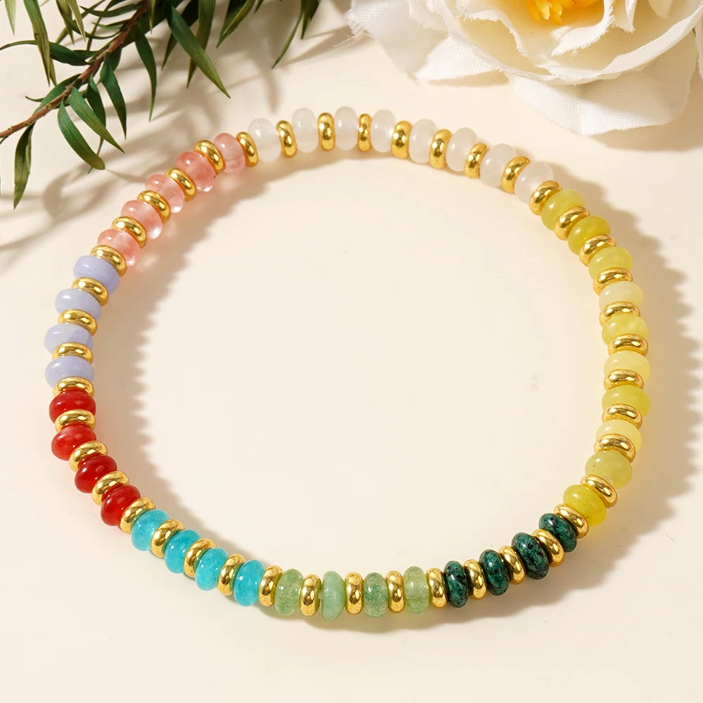 Go2boho Macaron Color Jade Stretch Bangle Minimalist Fashion Jewelry Dainty TOHO Beads Gemstone Bracelets for Women Friends Gift
