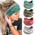Floral Bohemian Printed Hair Bands for Women Wide Edge Cross Twisted Headbands Accessory