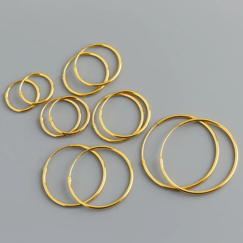 12mm 14mm 16mm 18mm 24mm 28mm Oversize Thin Large Medium Tiny Minimalism 925 Sterling Silver Circle Hoop Earrings for Women