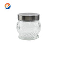 New Products Embossed Sphere Glass Storage Jar with Metal Lid Wholesale