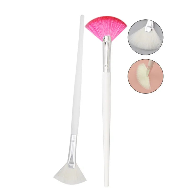 Soft Makeup Fan Brush Face Mask Cosmetic Customized Logo Pink Small Mascara White Make up Pink Facial Fan Brushes for Facial