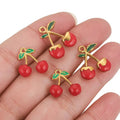 New Arrival Stainless Steel Gold Plated Cute Fruit Enamel 3D Cherry Pendant for Women Jewelry Gift