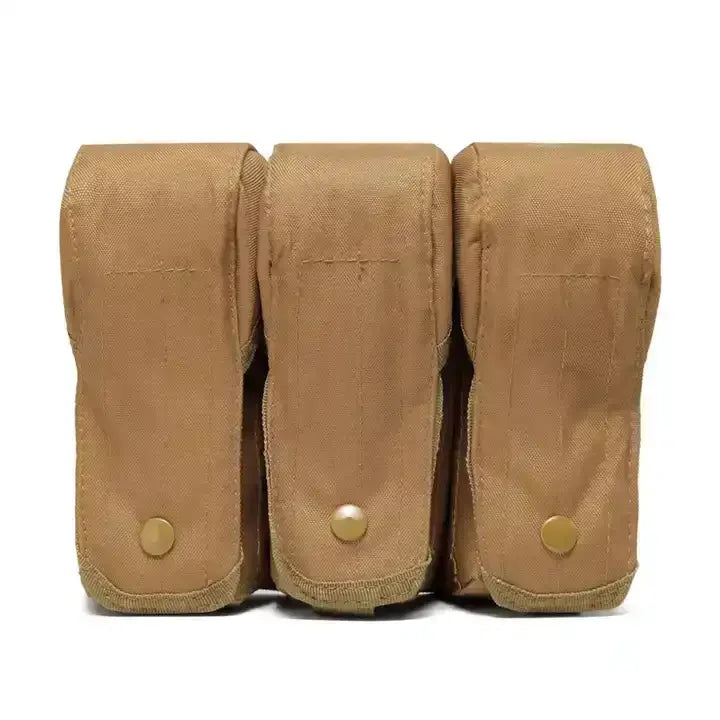 Tactical MOLLE Triple Magazine Pouch Stack Holster & Flashlight Attachment Molle-Compatible Mag Holder