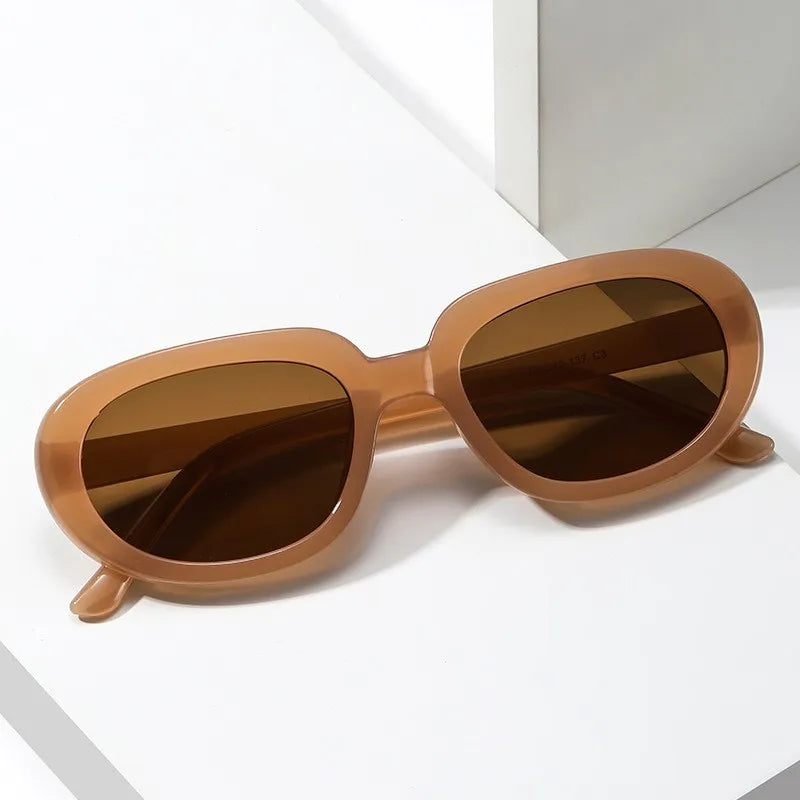 Personality Vintage Design Small Oval Frame Sunglasses Outdoor Street Photo Eyewear