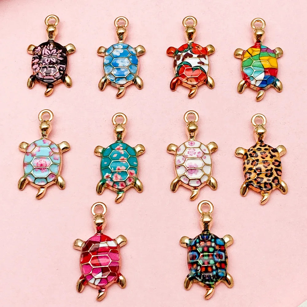 Hot-selling 10 Kinds of Cute Oil-printed Sea Turtle DIY Accessories with Ocean Theme Pendant for Girls