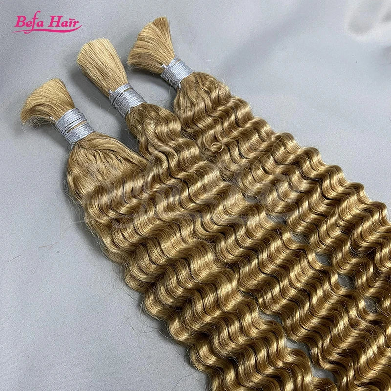 Deep Curl Braiding Hair Extensions No Weft Curly Human Hair Bulk for Braiding