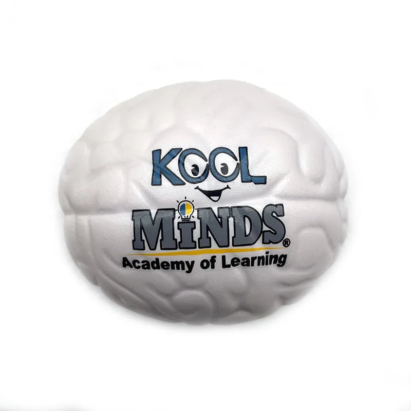 Hot Selling Promotional Custom logo Pu Foam Anti Stress White Brain