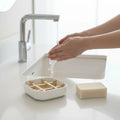 Eco Friendly Square Black Soap Storage Container Holder Tray Bamboo Shampoo Lotion Dispenser Box With Case Lid for Bathroom