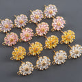 M1033 6 Pcs/Lot DIY Jewelry Making for Women 18K Gold Plated Flower Shape Zircon Earrings Pendants Metal Material Copper