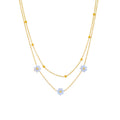Nabest Women Stainless Steel Daisy Pendant Necklace PVD Plated Shell Flower Layers Tassel Jewelry Necklaces