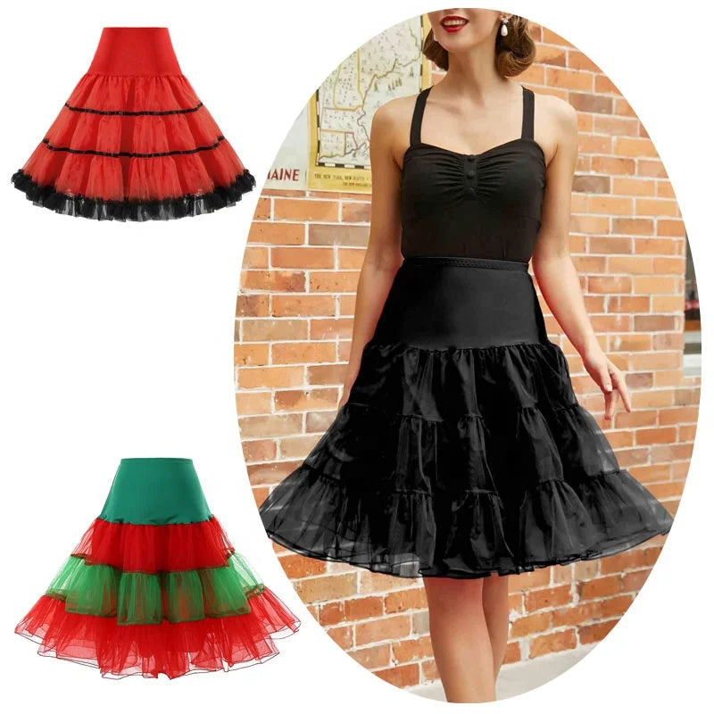 Womens 1950s Rockabilly Petticoat Skirts Vintage Wedding Dress Ballet Tutu Puffy Under Skirt Tulle Underskirt