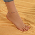 Fashion Women Summer Foot Jewelry Gold Plated Enamel Beads Simple Copper Alloy Link Chain Charms Anklets