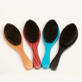 Custom Color 360 Curved Nylon Vegan Bristle Beard Brush with Handle Paddle Vent Feature Compact Shaving Wave Brush Logo Accepted