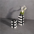 M3-277 Modern Luxury Nordic Square Home Decor Horsehair Leather Accent Vase for Wedding Floral Home Accent Decoration