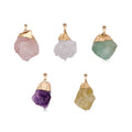 Wholesale Natural Raw Rough Gemstone Stone Pendant Irregular Amethyst Tourmaline Crystal Charms for Jewelry Making 15mm-30mm