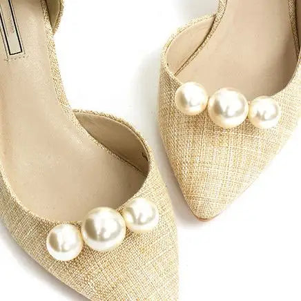 Minimalist Style Three Big Pearls Shoe Clip Accessories Detachable White Faux Pearls Buckle Clip on Bridal Shoe Upper