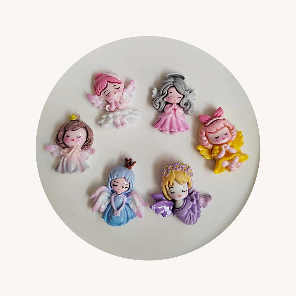 100pcs Kawaii Cartoon Angel Wings Girl Resin Flatback Cabochon for Hair Bow Center Scrapbook DIY Crafts Accessories
