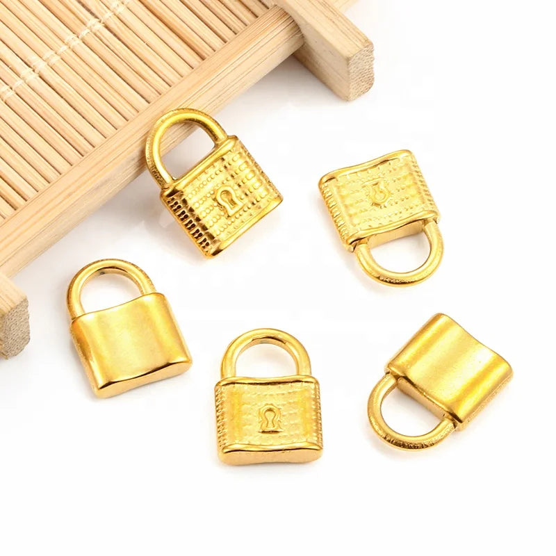 Fashion Stainless Steel Lock Head Pendant Vacuum 18K Gold Lock Head Hip Hop Necklace Jewelry Pendant