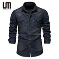 OEM Service Fashion Men Casual Cotton Jeans Shirt Long Sleeve Denim Blouse
