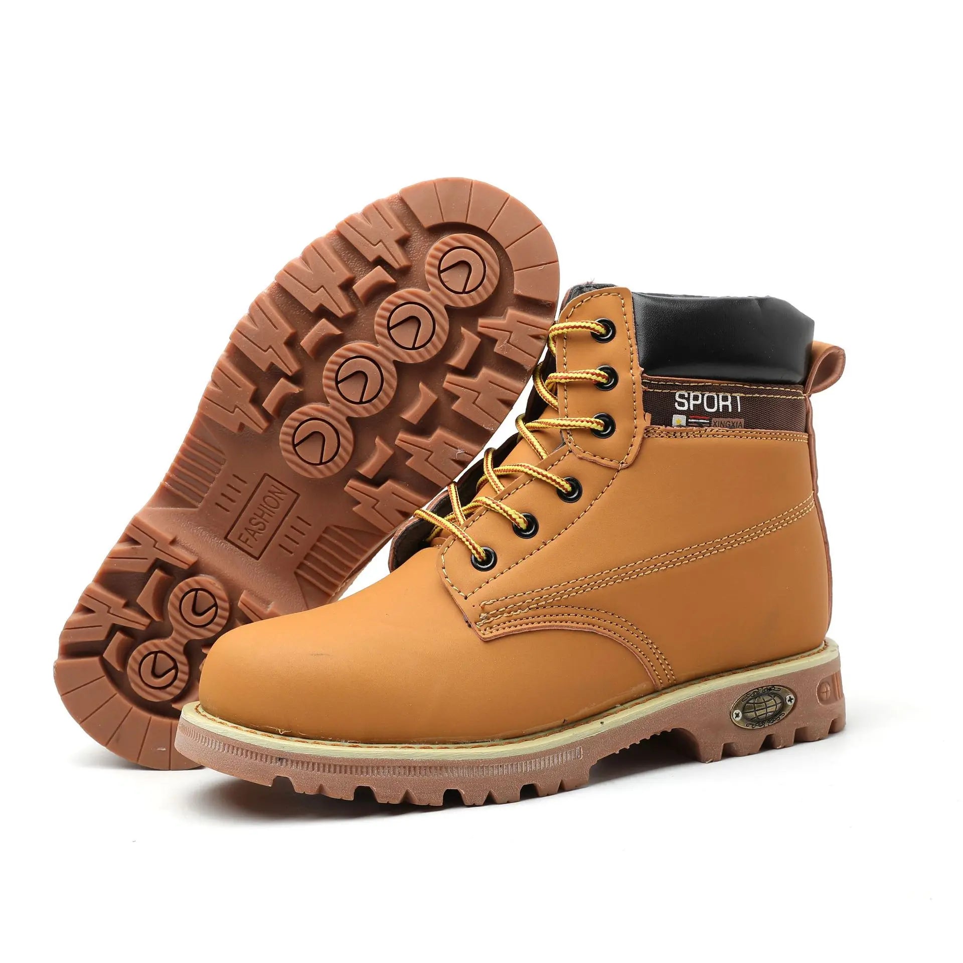High Cut Fashion Yellow EVA Sole Anti-smashing Safety Training Outdoor Hiking Boots Safety Shoes for Male