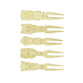 Mini Portable Bamboo Reusable Bento Sign and Metal Fruit Forks Cute Kids' Food Picks Disposable Household Children's Utensils