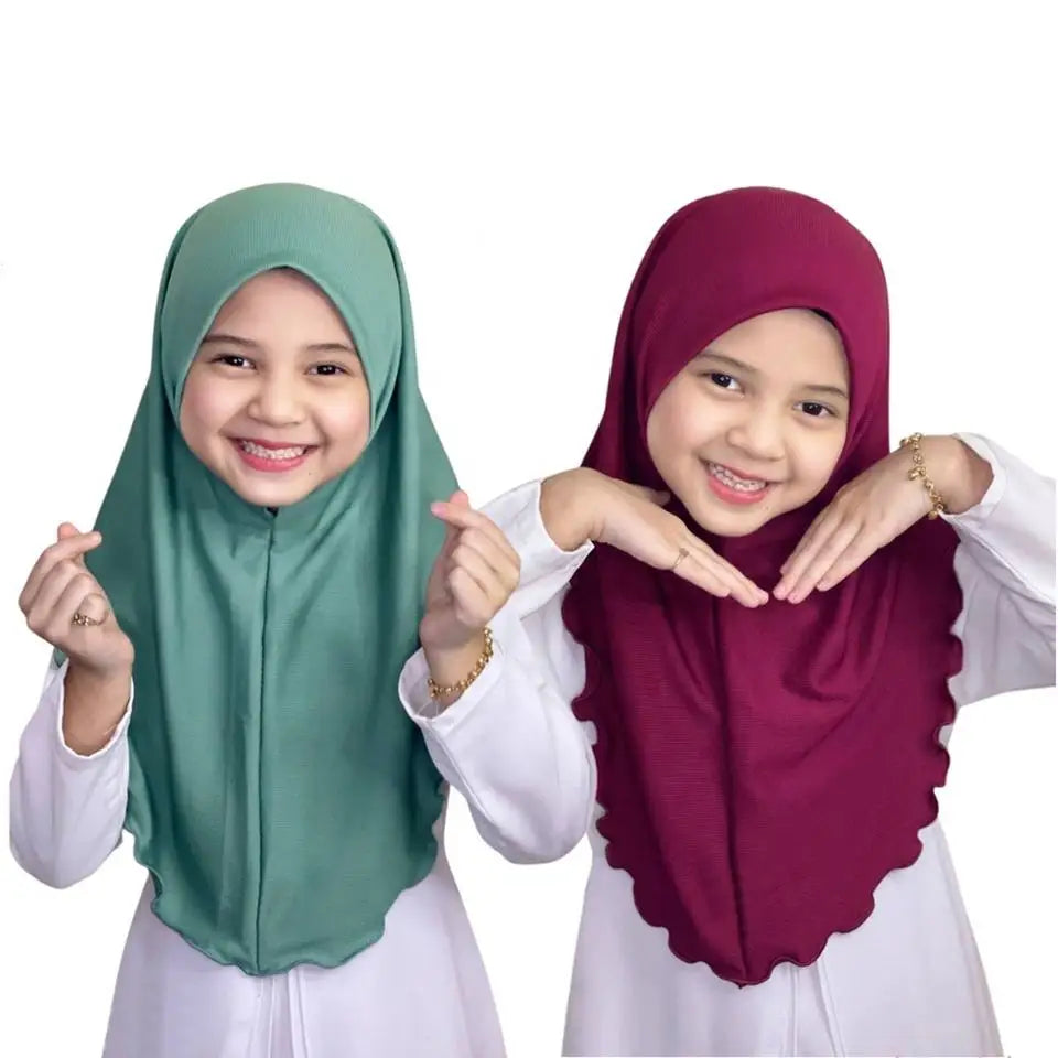 Hot Selling Fashion Kids Hijab Undercap Solid Color Muslim Caps Crystal Linen Hijab Scarf