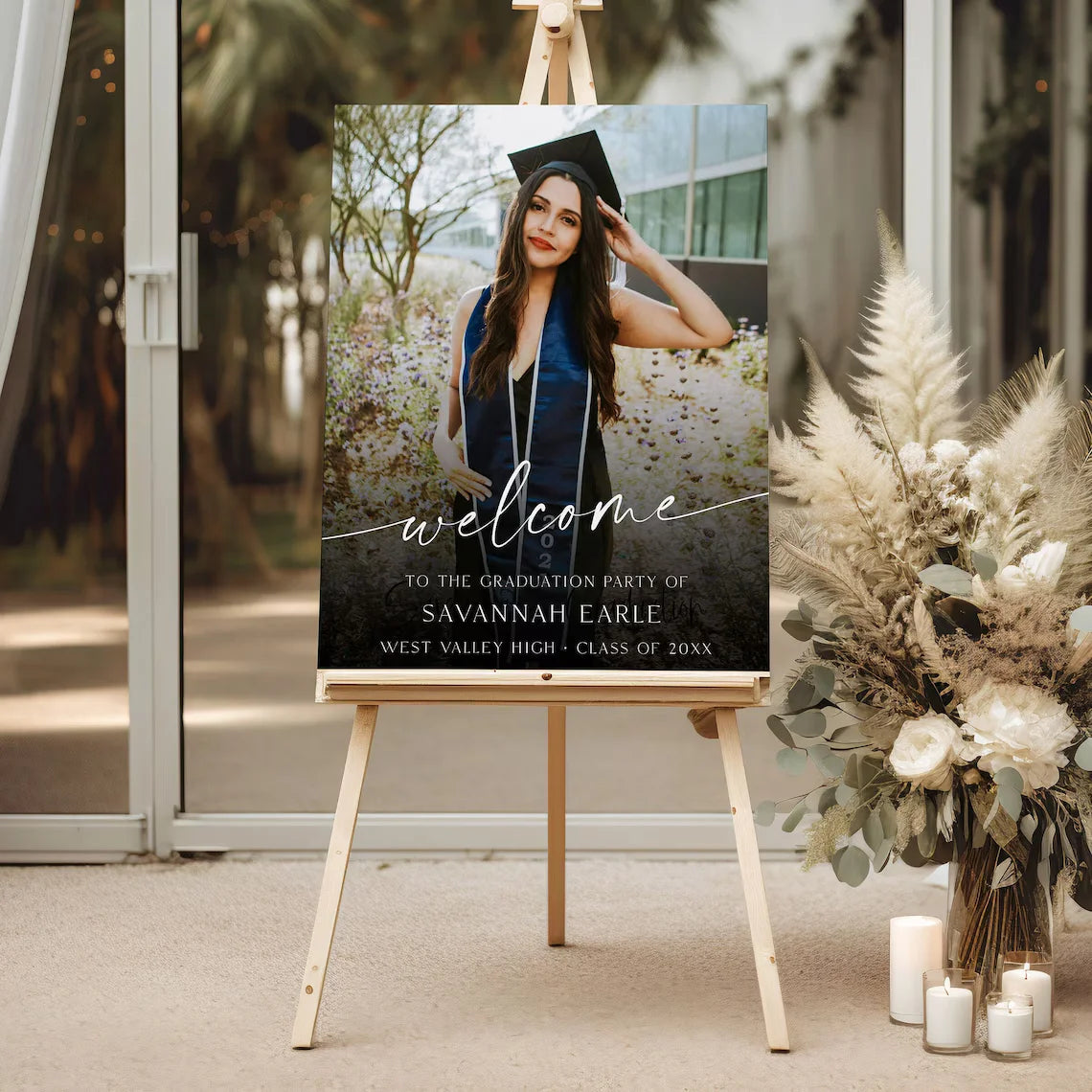 2024 Party Supplies Enior College Photo Graduation Acrylic Welcome Sign Stand Picture