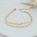 Good Luck bar Engravable Double Layer Stainless Steel Bangle Women 18k Gold Plated Bangles Luxury Bracelet