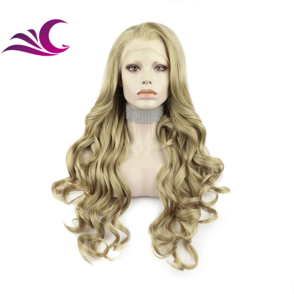 Celebrity HD transparent invisible lace front wig honey blonde color pre-plucked heat resistant synthetic Hair Wig
