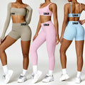 SHINBENE 2 Piece High Waist Leggings Padded Stretchy Sports Bra Sets Gym Clothes Workout Sets for Women