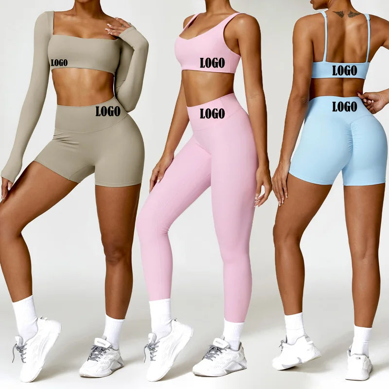 SHINBENE 2 Piece High Waist Leggings Padded Stretchy Sports Bra Sets Gym Clothes Workout Sets for Women