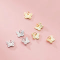 Cute Pendant 925 Sterling Silver Gold Plated Micro Inlaid Zircon Sweet Butterfly Charm for Jewelry Necklace Bracelet Making